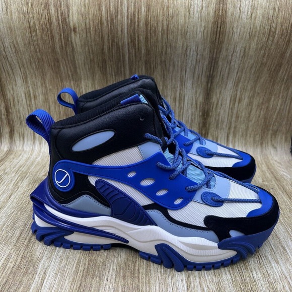 New Javi Logic High Top Blue Silver Leather Shoes Sneakers Men's Size 7.5 D - Picture 2 of 10